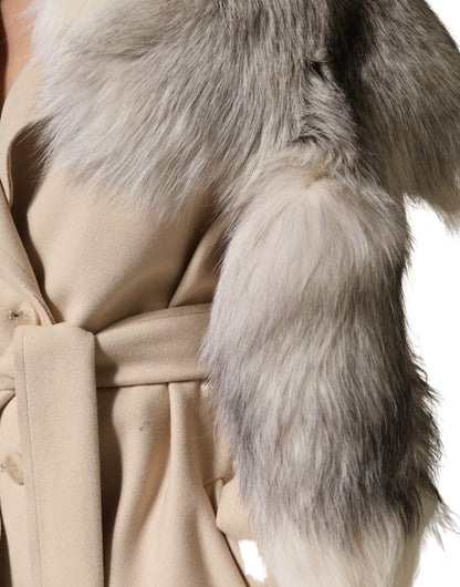 Bufanda de invierno Dolce & Gabbana con cuello de piel de zorro blanco