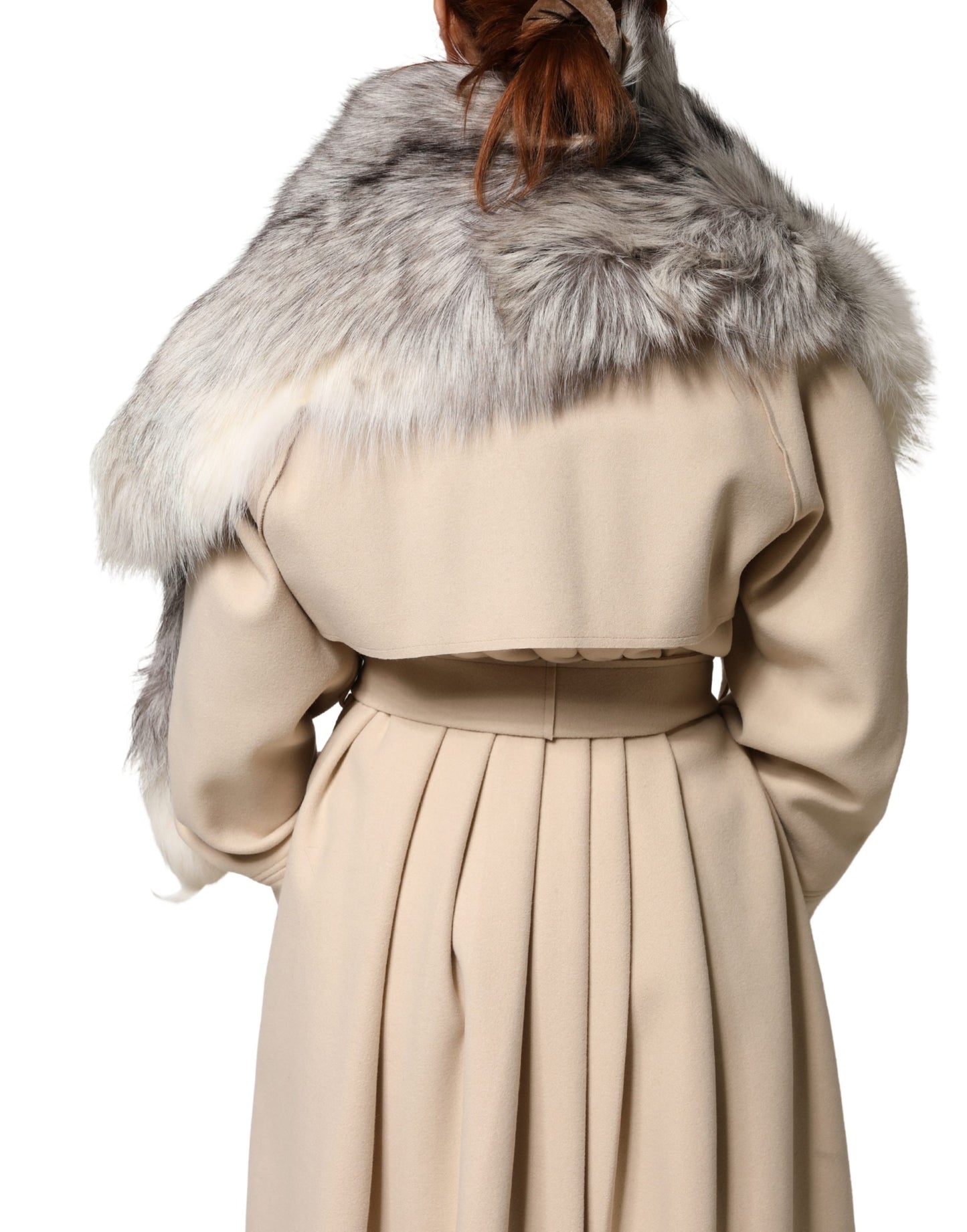 Bufanda de invierno Dolce & Gabbana con cuello de piel de zorro blanco
