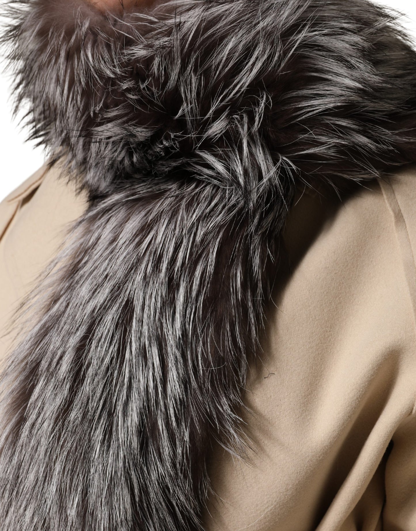 Cuello de Piel de Zorro Gris de Dolce & Gabbana, Calentador, Bufanda de Invierno