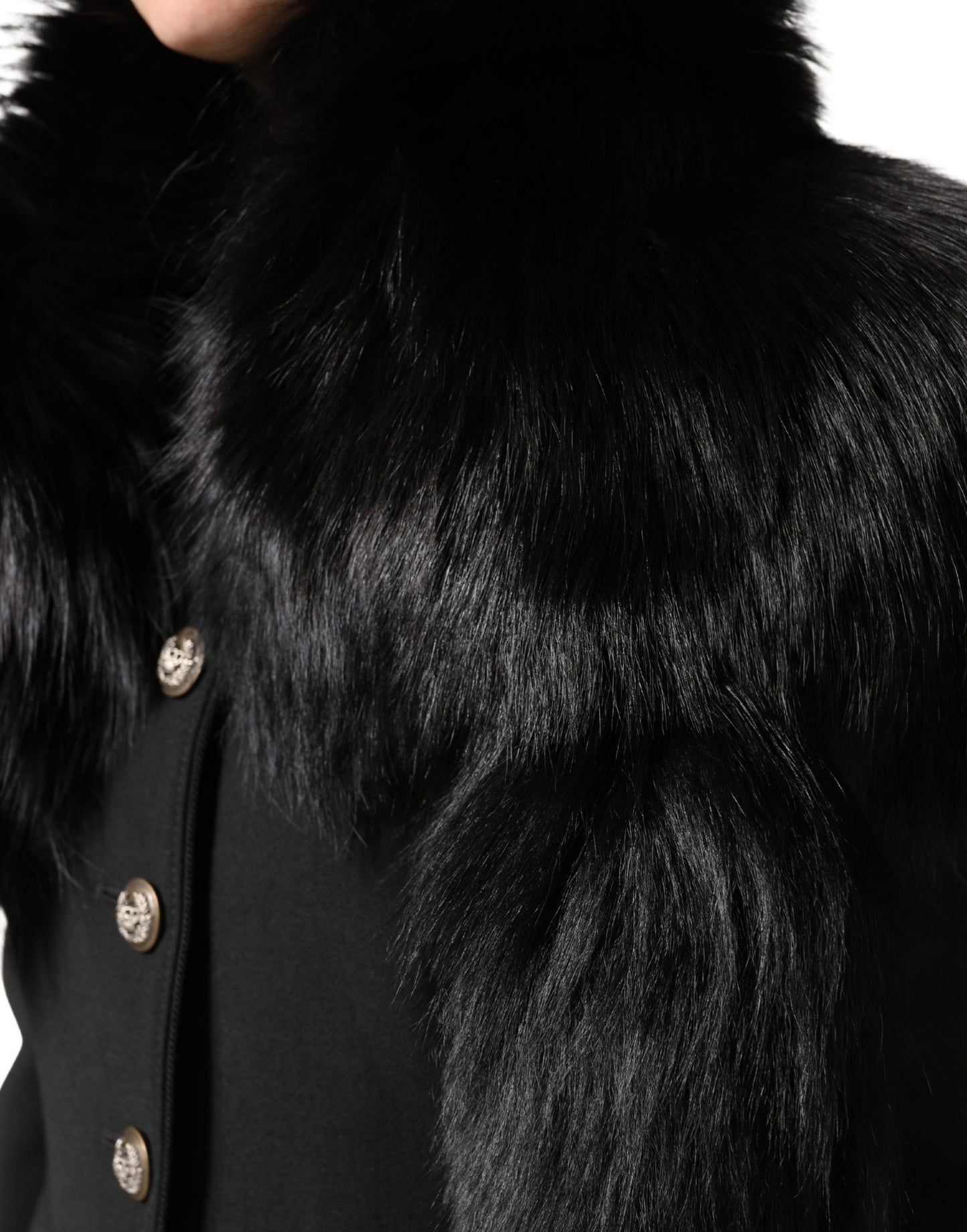 Bufanda para cuello Dolce & Gabbana de piel de zorro negro, abrigo de invierno