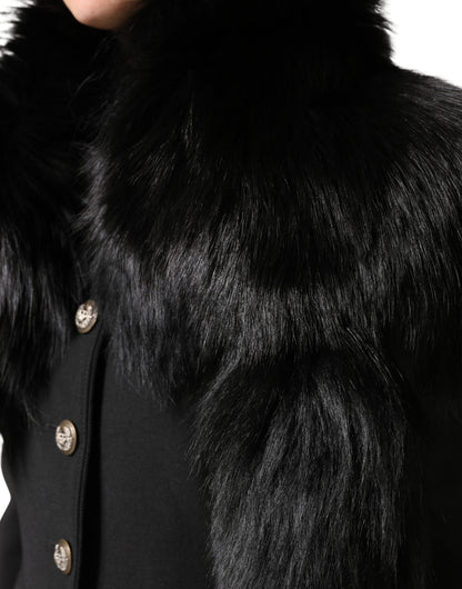 Bufanda para cuello Dolce & Gabbana de piel de zorro negro, abrigo de invierno