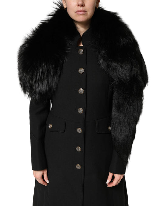 Bufanda para cuello Dolce & Gabbana de piel de zorro negro, abrigo de invierno