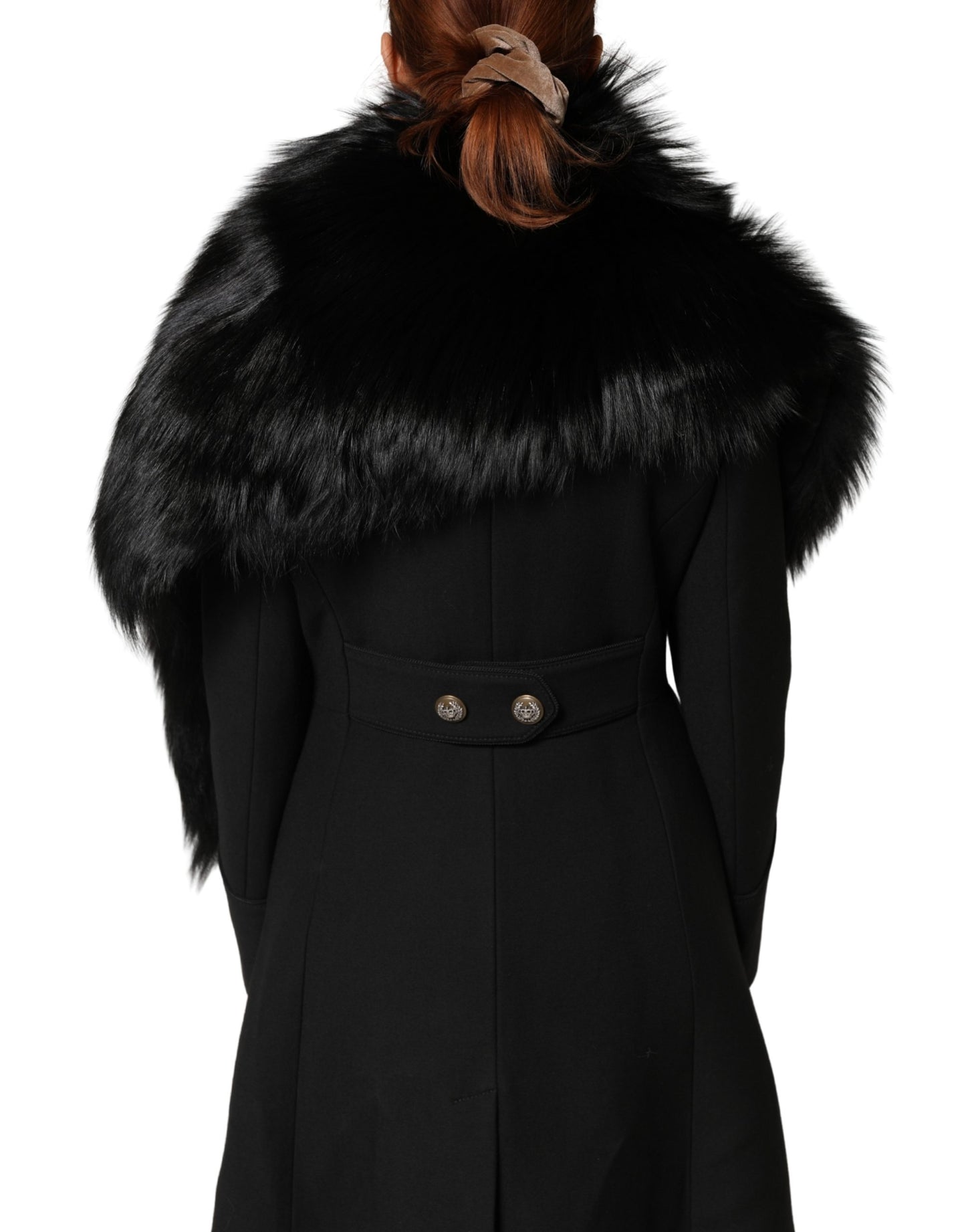 Bufanda para cuello Dolce & Gabbana de piel de zorro negro, abrigo de invierno