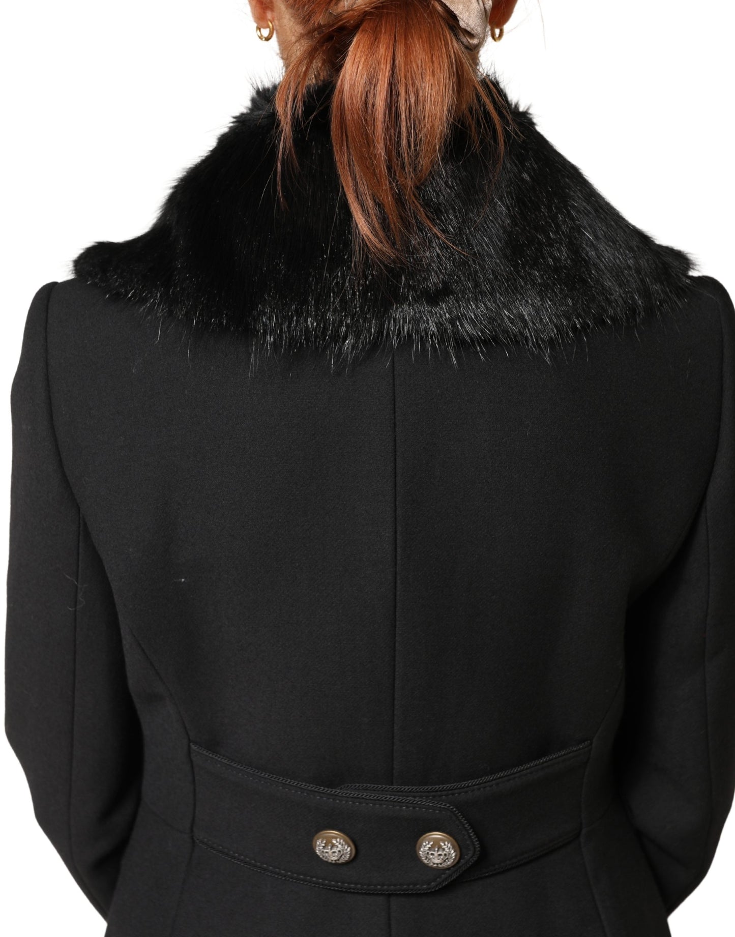 Bufanda con cuello de chal de piel negra Dolce & Gabbana