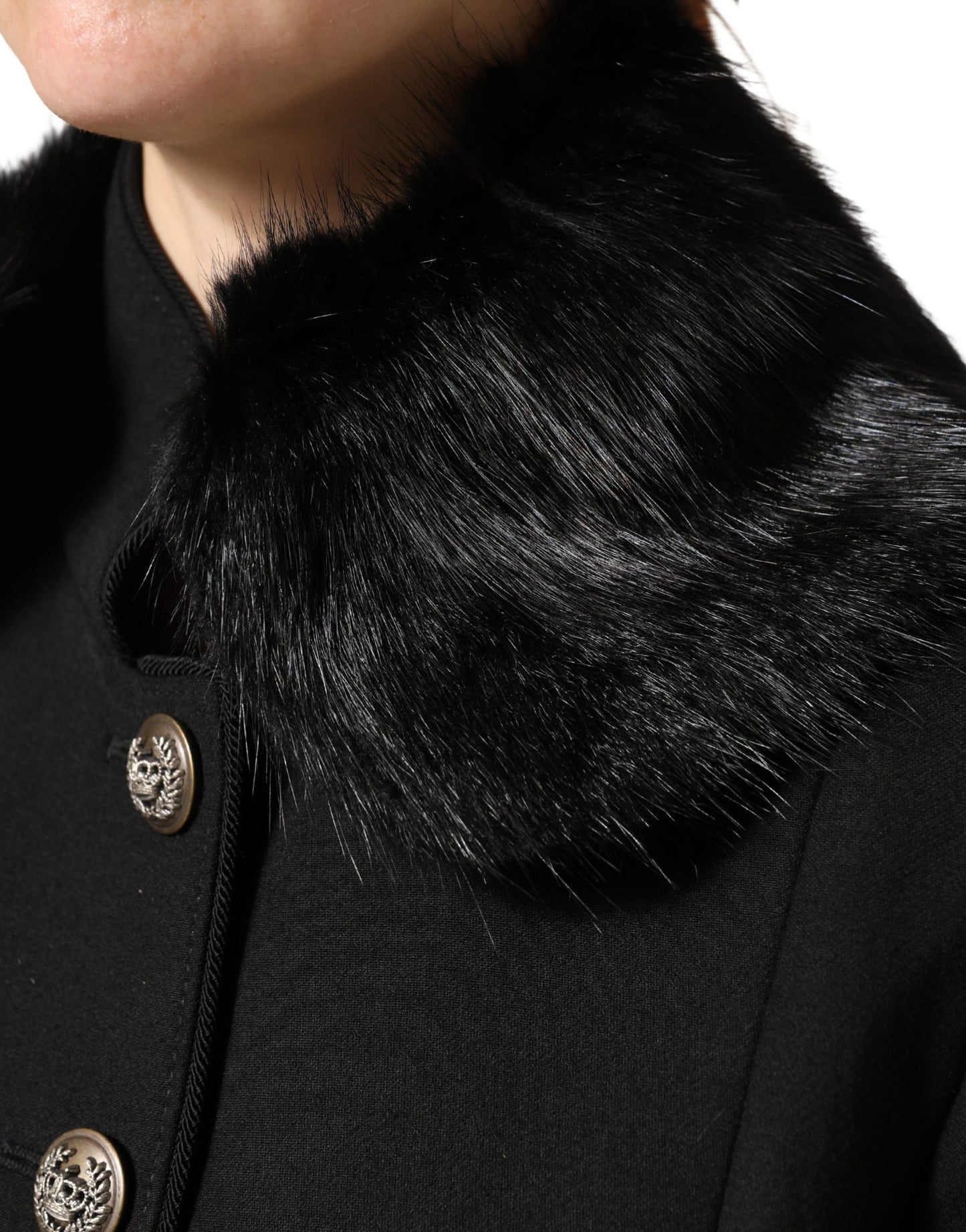 Bufanda con cuello de chal de piel negra Dolce & Gabbana