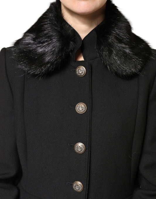 Bufanda con cuello de chal de piel negra Dolce & Gabbana