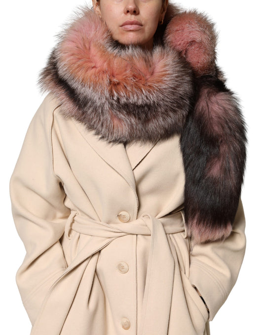 Bufanda de invierno Dolce & Gabbana de piel de zorro escarchada rosa
