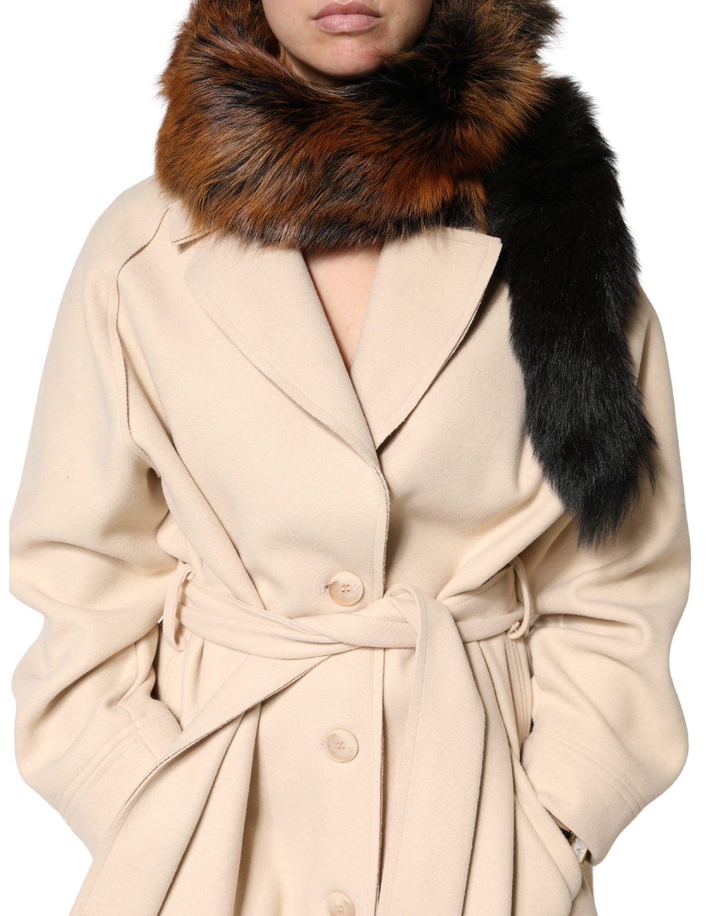 Bufanda Dolce & Gabbana de piel de zorro rojo y marrón para el cuello de invierno