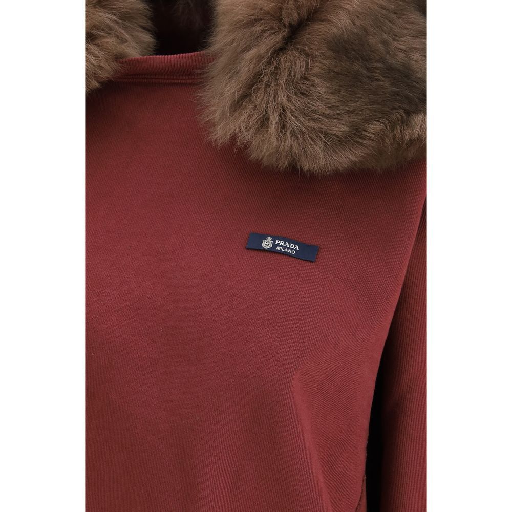 Sudadera de algodón burdeos de Prada