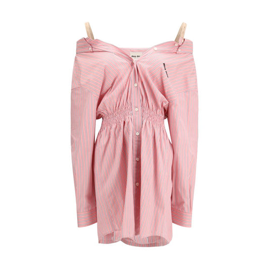 Vestido Casual De Algodón Con Estampado Multicolor Miu Miu