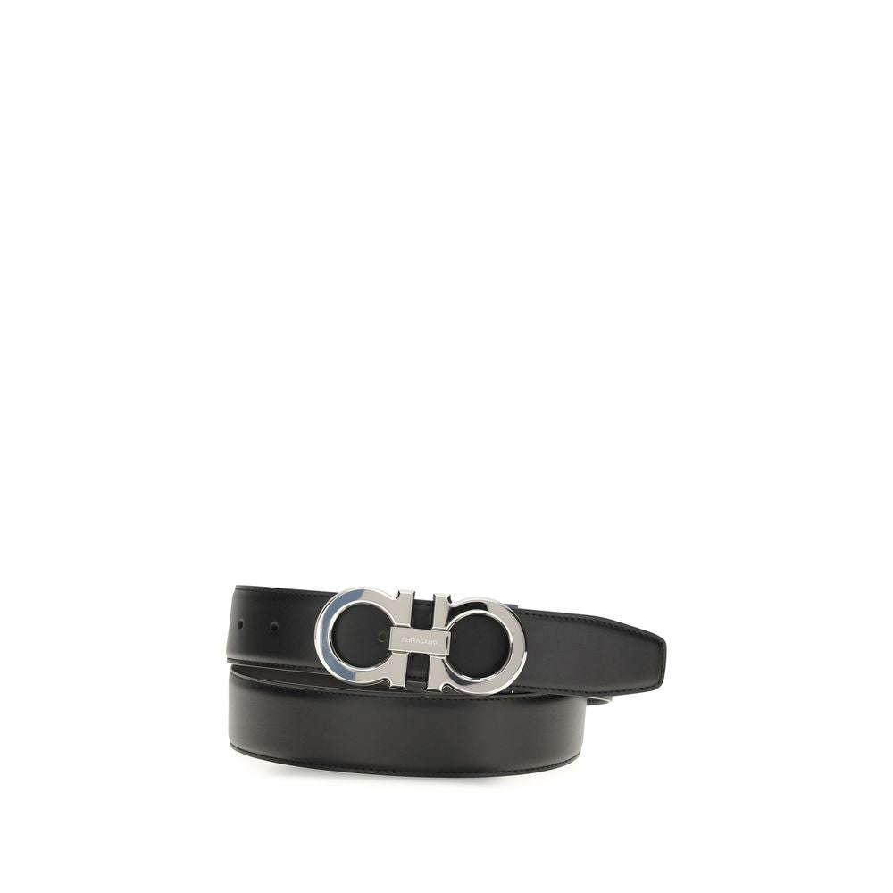 Ferragamo Ceinture Noire Cuir De Veau Bos Taurus Coupe Classique