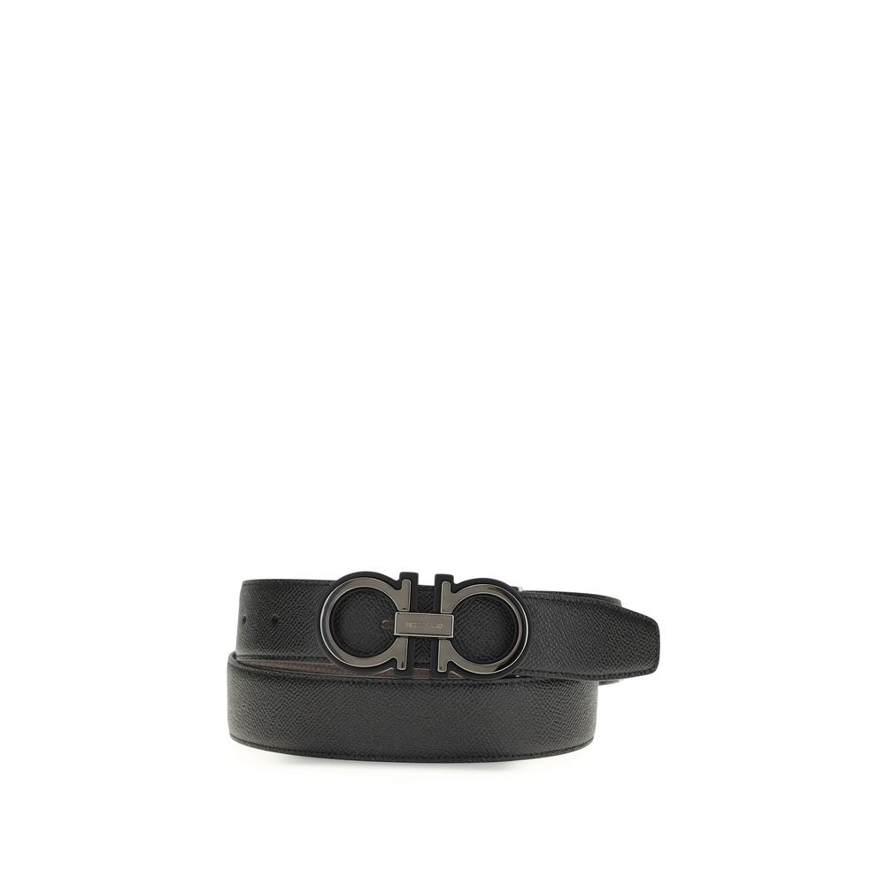 Ferragamo Regular Black Calf Leather Bos Taurus Belt