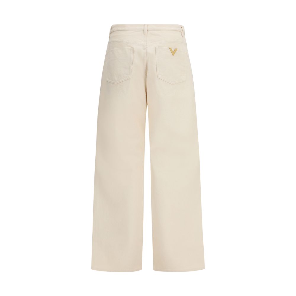 Pantalones casuales Valentino Garavani de algodón beige