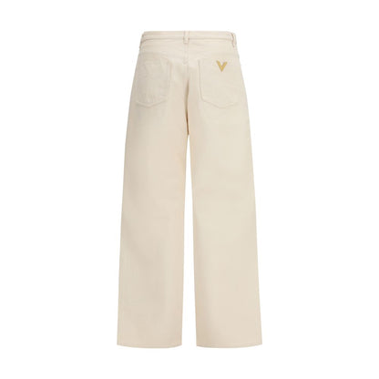 Pantalones casuales Valentino Garavani de algodón beige