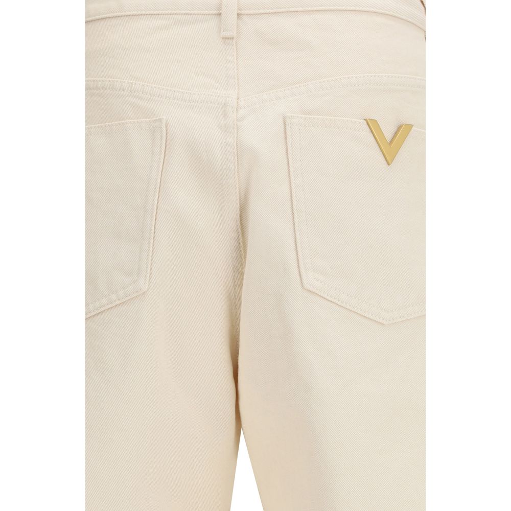 Pantalones casuales Valentino Garavani de algodón beige