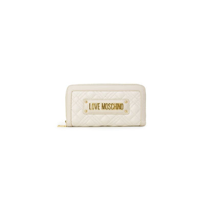 Portefeuille en polyéthylène beige Love Moschino