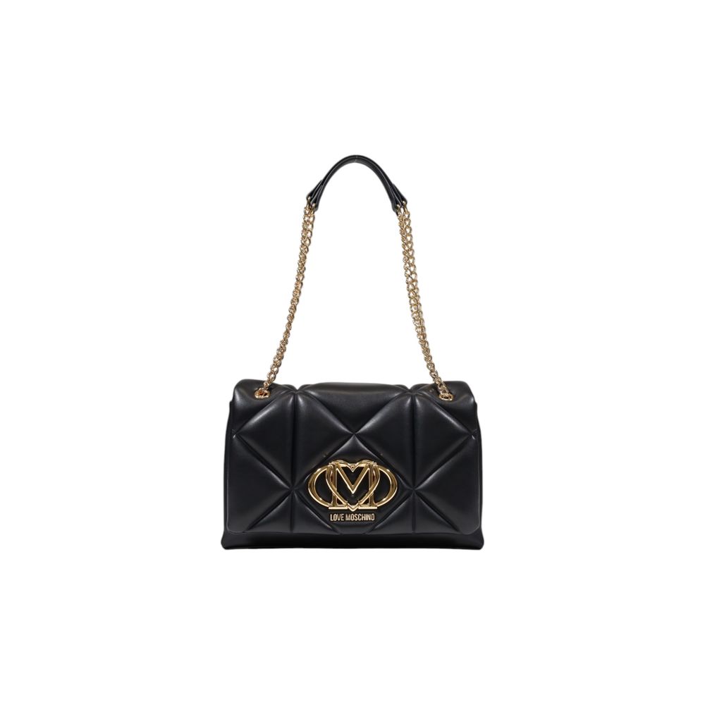 Bolso De Mano Negro Love Moschino En Poliuretano