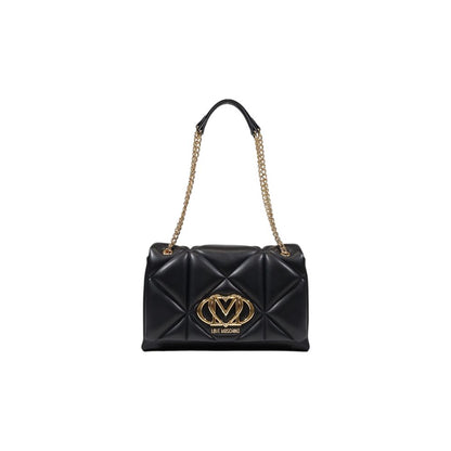 Bolso De Mano Negro Love Moschino En Poliuretano