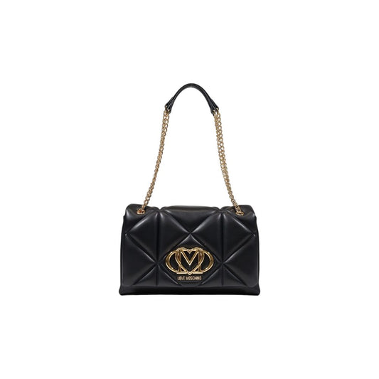 Bolso De Mano Negro Love Moschino En Poliuretano