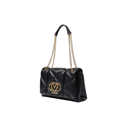 Bolso De Mano Negro Love Moschino En Poliuretano