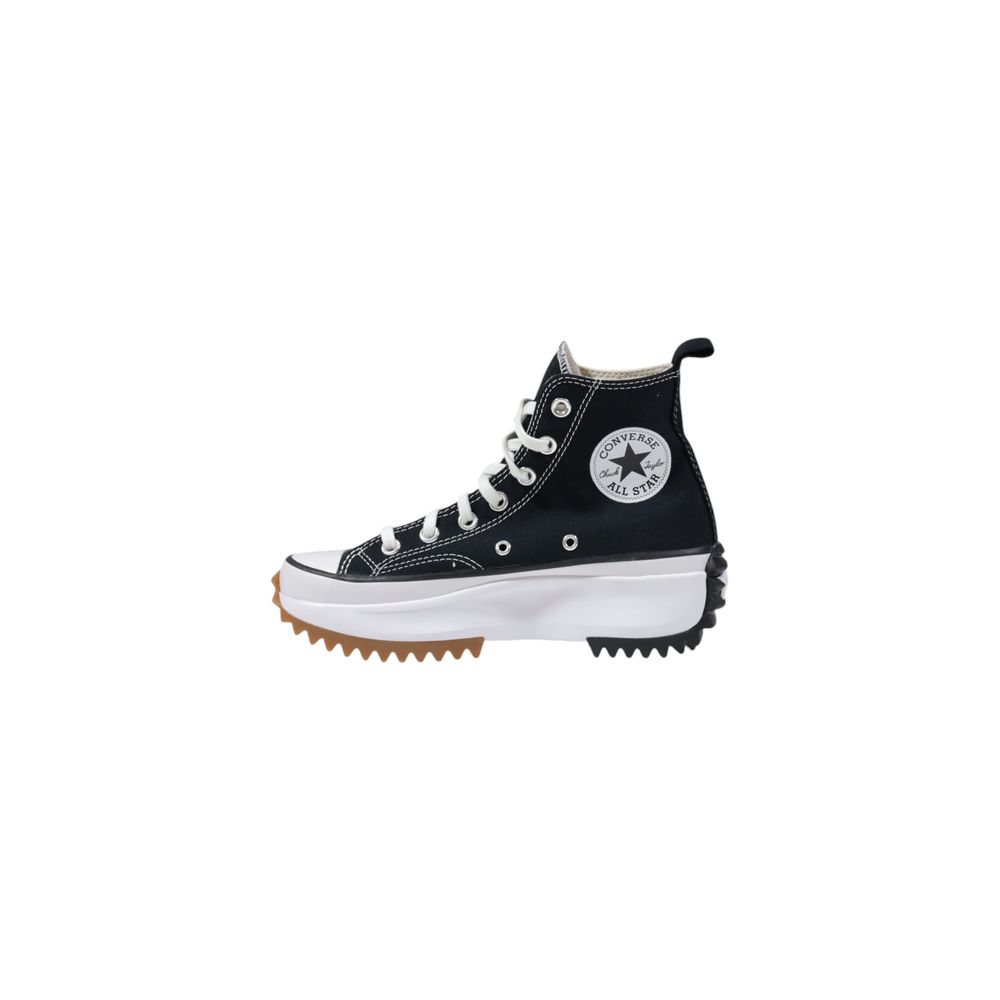Zapatillas gruesas de tela blancas y negras Converse