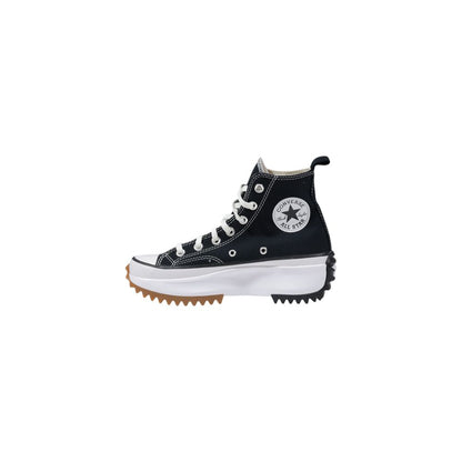 Zapatillas gruesas de tela blancas y negras Converse