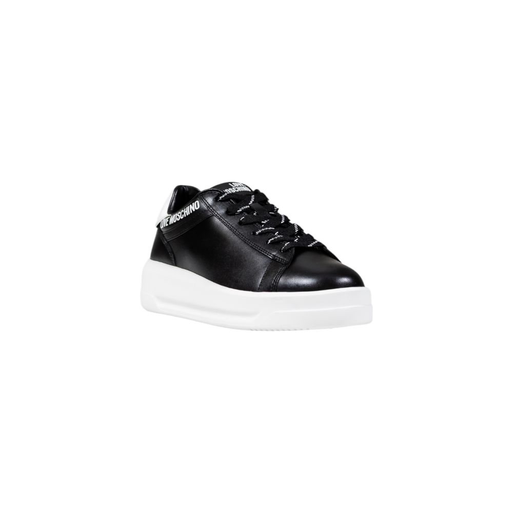 Zapatillas gruesas de tejido sintético en blanco y negro Love Moschino