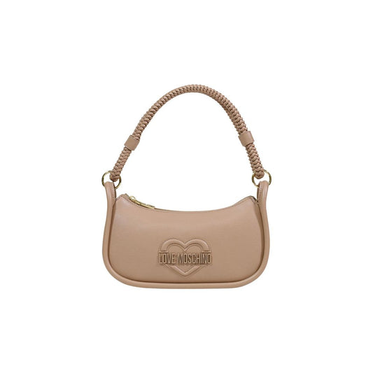Bolso de mano de polietileno beige Love Moschino