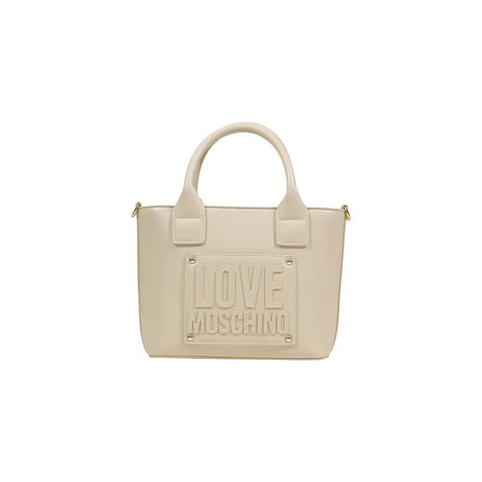 Bolso de mano Love Moschino crema de polietileno