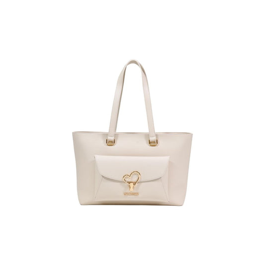 Bolso de mano de polietileno beige Love Moschino