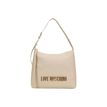 Bolso de mano de polietileno beige Love Moschino