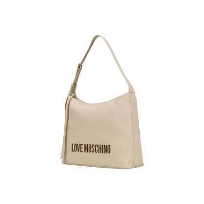 Bolso de mano de polietileno beige Love Moschino
