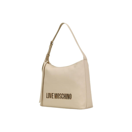 Bolso de mano de polietileno beige Love Moschino