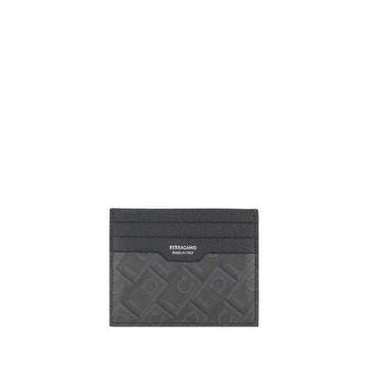 Ferragamo Tarjetero De Piel De VacunoGris Bos Taurus
