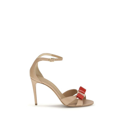 Sandales Ferragamo en Cuir de Veau Beige - Talon Haut