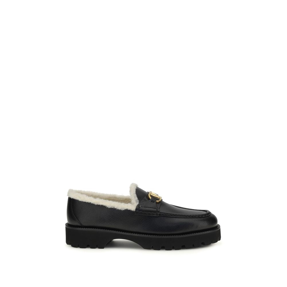 Valentino Garavani Black Bos Taurus Leather Loafers