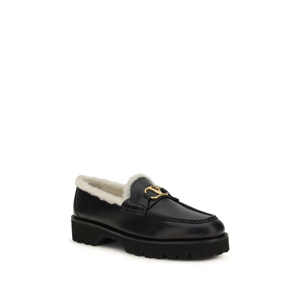 Valentino Garavani Black Bos Taurus Leather Loafers