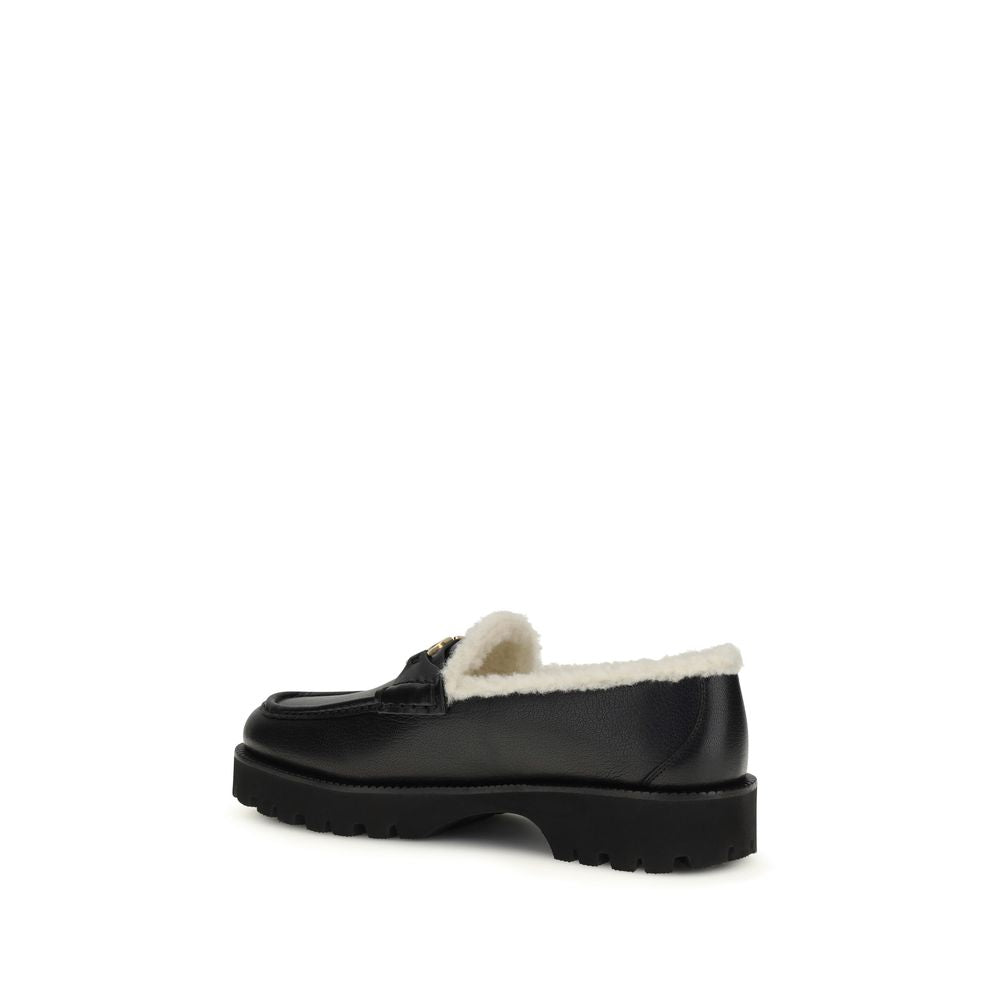 Valentino Garavani Black Bos Taurus Leather Loafers