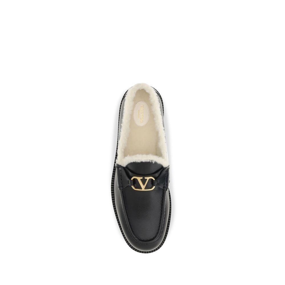 Valentino Garavani Black Bos Taurus Leather Loafers