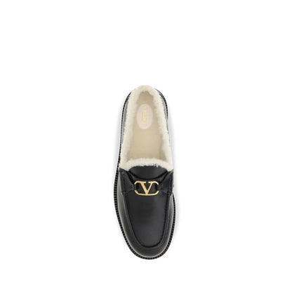 Valentino Garavani Black Bos Taurus Leather Loafers
