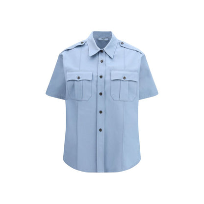 Chemise en coton bleu Prada à manches courtes Collection Printemps-Été 2026