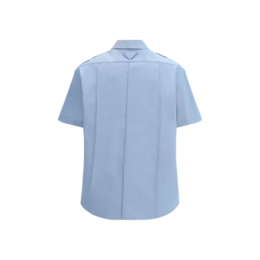Chemise en coton bleu Prada à manches courtes Collection Printemps-Été 2026
