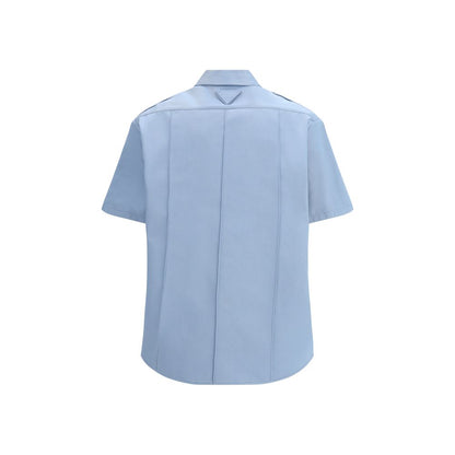 Chemise en coton bleu Prada à manches courtes Collection Printemps-Été 2026