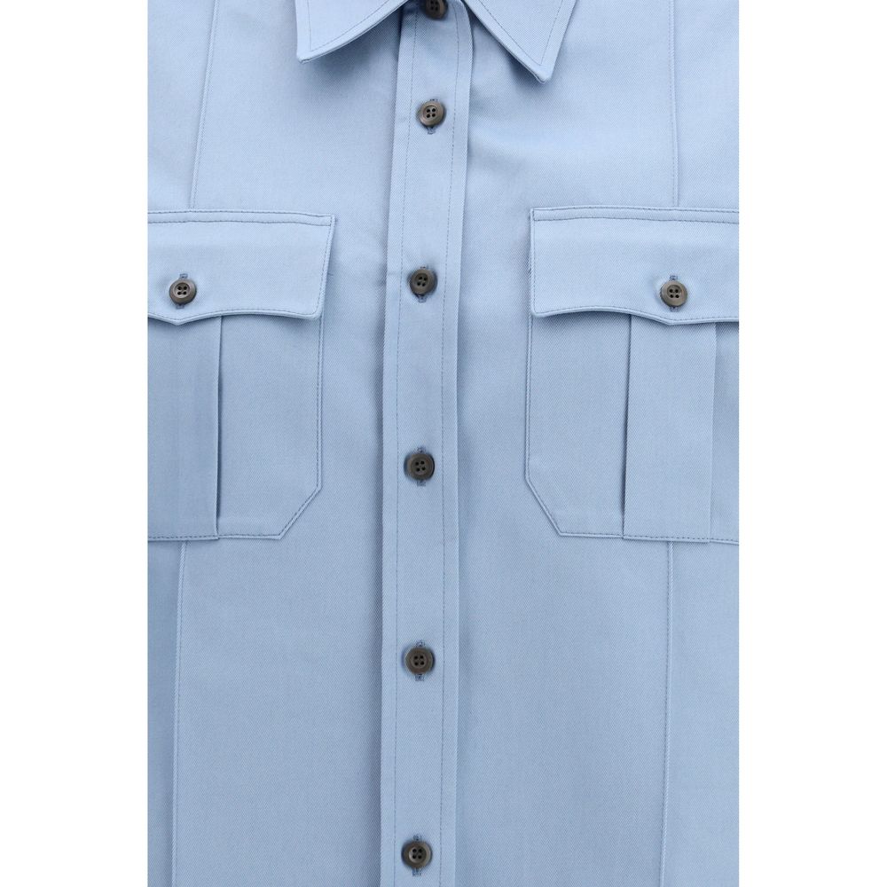 Chemise en coton bleu Prada à manches courtes Collection Printemps-Été 2026