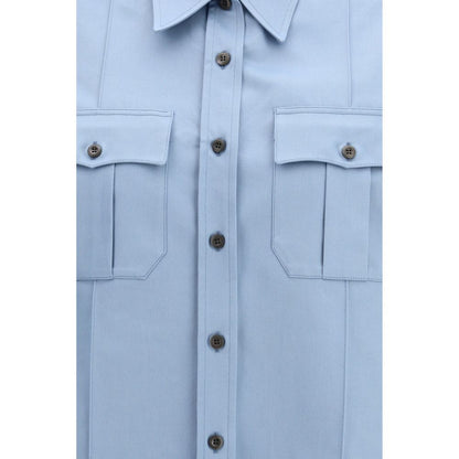 Chemise en coton bleu Prada à manches courtes Collection Printemps-Été 2026