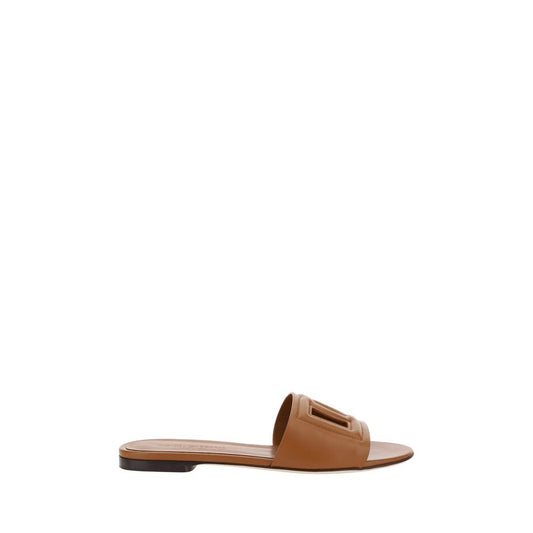 Sandalias planas Dolce & Gabbana de piel de becerro marrón Bos Taurus