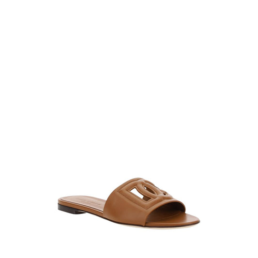 Sandalias planas Dolce & Gabbana de piel de becerro marrón Bos Taurus