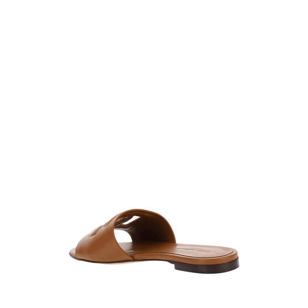 Sandalias planas Dolce & Gabbana de piel de becerro marrón Bos Taurus