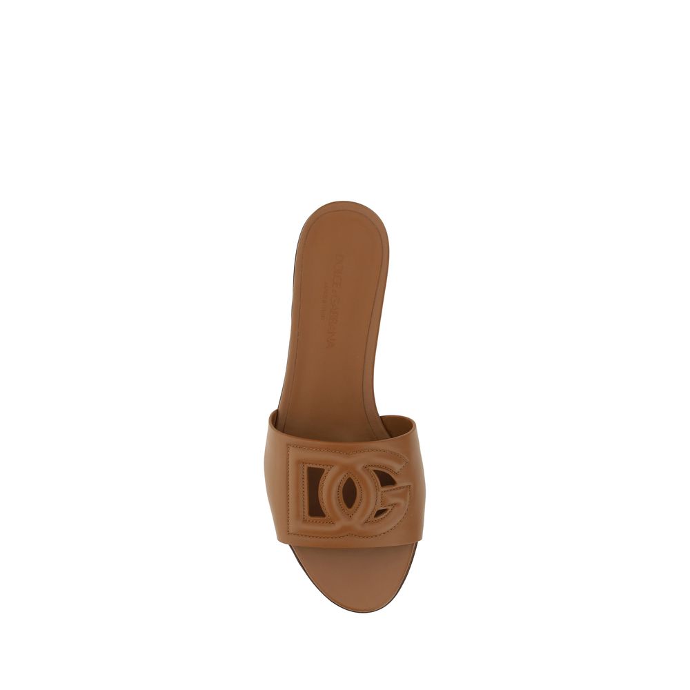 Sandalias planas Dolce & Gabbana de piel de becerro marrón Bos Taurus