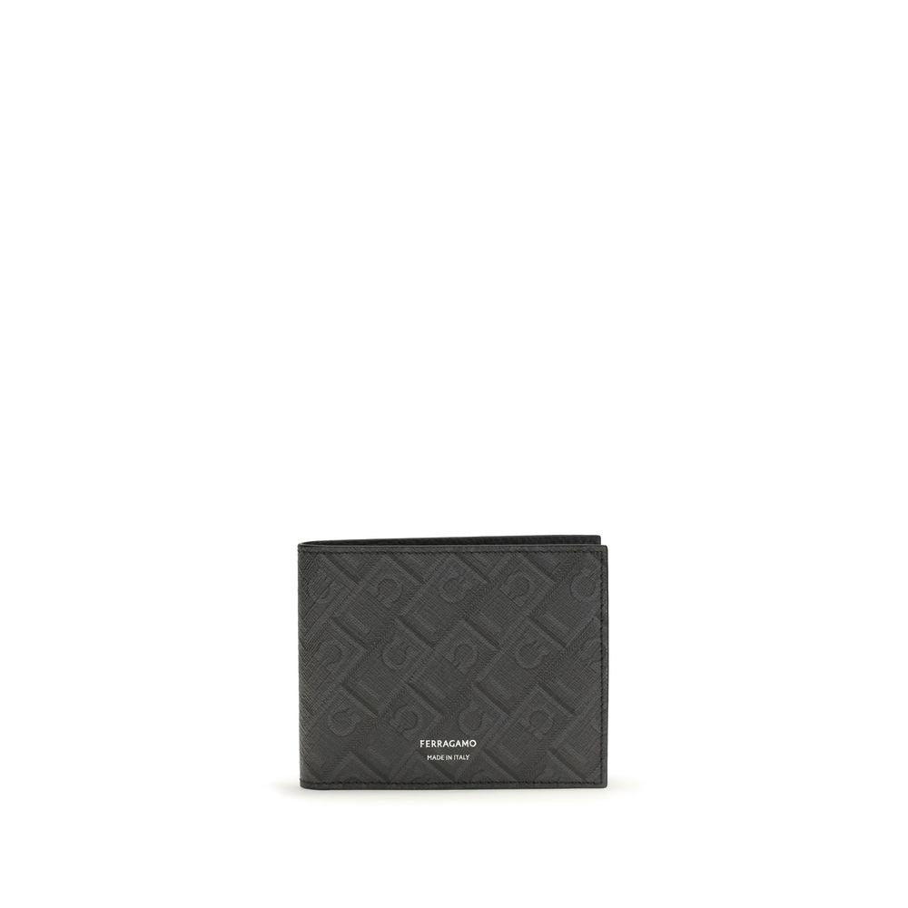 Portefeuille en cuir de veau noir Bos Taurus Ferragamo